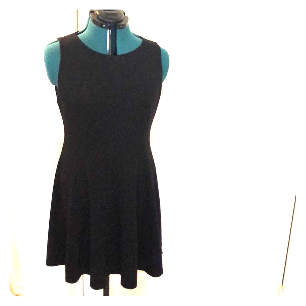 Black knit fit and flare dress